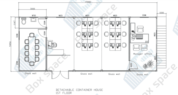 Detachable Container:Open space office (2 Storey) 1 x Bathroom (8 Containers) - Image 6