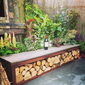 Corten Steel Firewood Bench – Rustic Functionality Meets Modern Outdoor Living