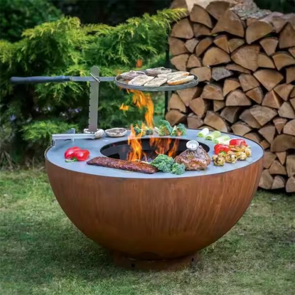 Vulcan Ball Grill – Corten Steel Wood Fire Grill for Modern Outdoor Living - Image 4