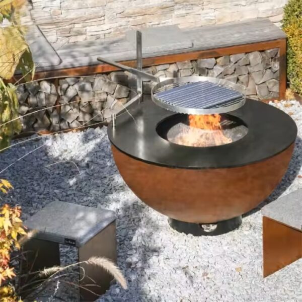 Vulcan Ball Grill – Corten Steel Wood Fire Grill for Modern Outdoor Living - Image 2