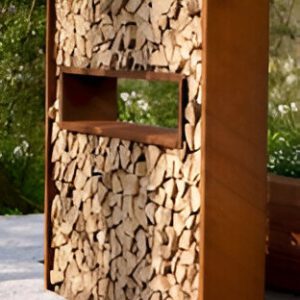Corten Steel Wood Storage W509 – Sculptural Functionality for Your Outdoor Space