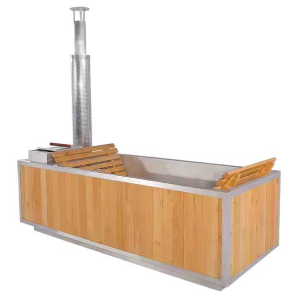 Outdoor Solid Wood Fired Hot Tub - 4 Persons Outdoor Spa Bathtub - Image 5