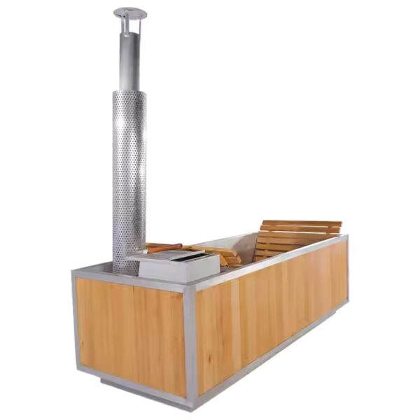 Outdoor Solid Wood Fired Hot Tub - 4 Persons Outdoor Spa Bathtub - Image 4